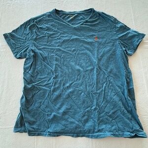 Polo Ralph Lauren T-Shirt Men XL Teal V Neck Short Sleeve Orange Pony Logo